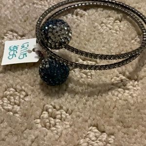midnight blue ball bracelet with rhinestones big size